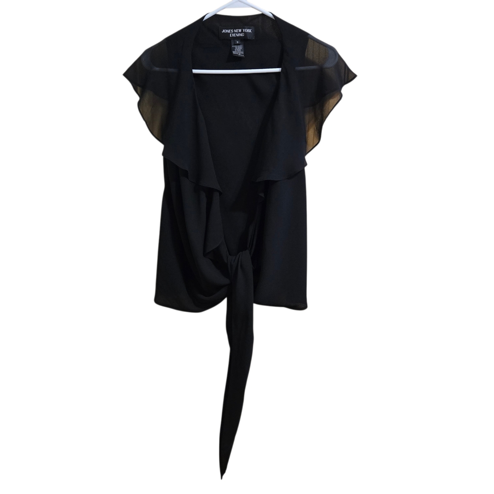 Jones New York Elegant Black Tie-Front‎ Blouse Size 8